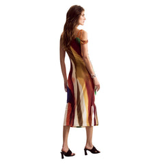 Image 3 : Robe Desigual femme motif rayures marron, silhouette féminine moderne — Delvale