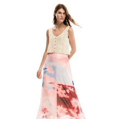 Image 2 : Détail motifs floraux robe Desigual rose coton sans manches — delvale
