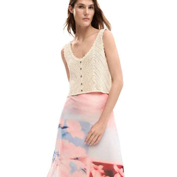 Image 3 : Robe Desigual femme rose bohème motifs fleurs col V élégant — delvale