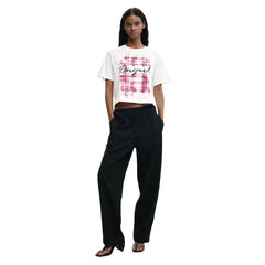 Image 3 : Vue d'ensemble du t-shirt Desigual blanc femme, coupe moderne et confortable — Delvale