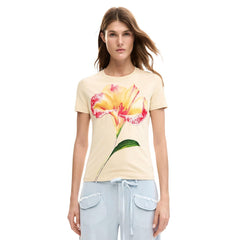 Image 4 : Coupe et finitions du t-shirt Desigual femme bleu manches courtes — Delvale