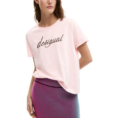 Image 4 : T-shirt Desigual femme gris détail du motif imprimé et finitions soignées — delvale