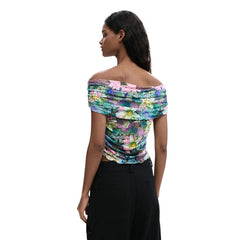 Image 3 : Vue d'ensemble du top Desigual femme bleu azur, coupe moderne et féminine — Delvale