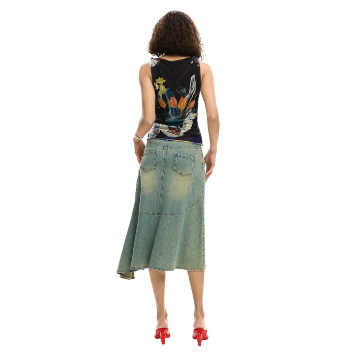Image 3 : Vue d'ensemble du top sans manches Desigual femme noir motif floral — delvale