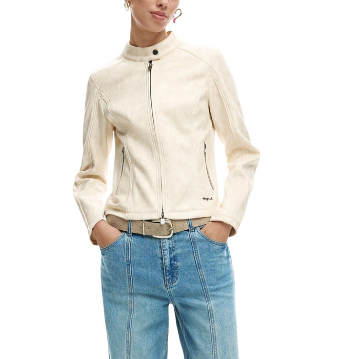 Image 1 : Veste Desigual femme blanche avec fermeture éclair et manches longues — delvale