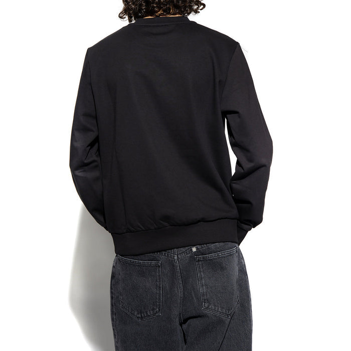 Sweat col rond Diesel homme noir, manches tissu contrastant, bord-côte large ourlet, vue dos — Delvale