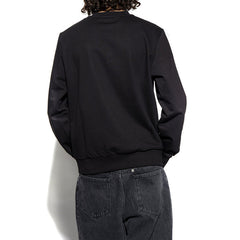 Sweat col rond Diesel homme noir, manches tissu contrastant, bord-côte large ourlet, vue dos — Delvale