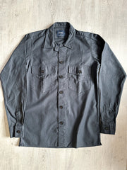 Drake's Navy Blue Two Pocket Heavy Structured Over Shirt Jacket - House Of Huntington