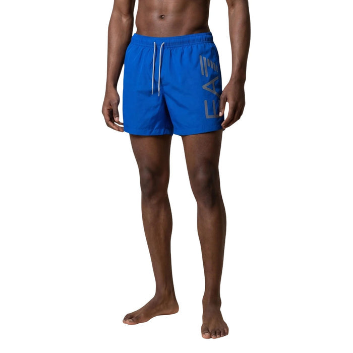 Image 1 : Maillot de bain Ea7 homme bleu avec motif imprimé et lacets — Delvale