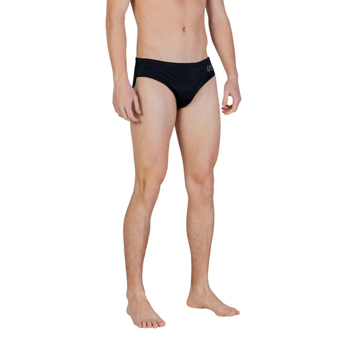 Image 3 : Maillot de bain EA7 homme noir, vue de profil montrant la matière technique — Delvale