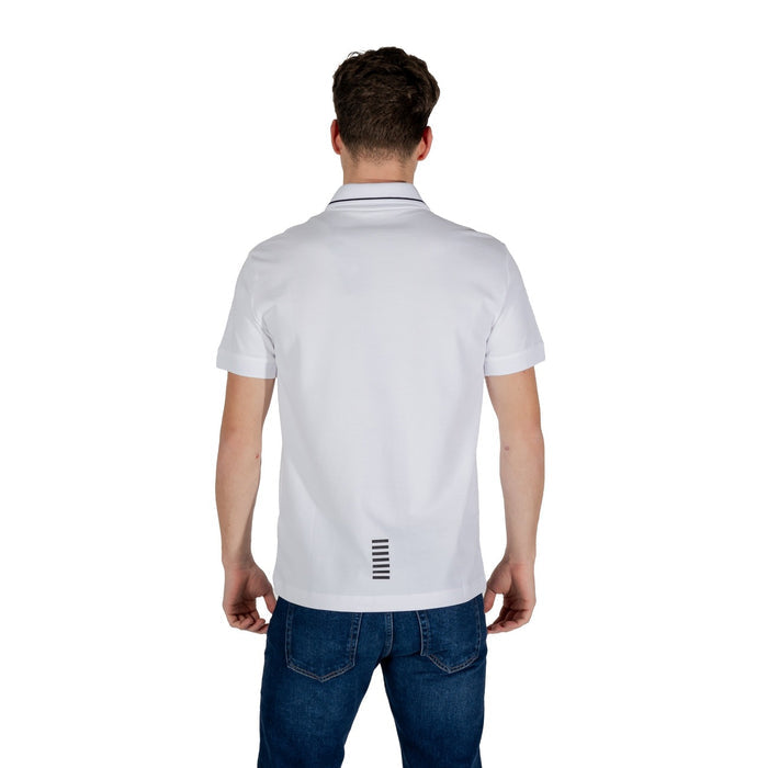 Image 2 : Détail du col polo et fermeture boutonnée du polo Ea7 blanc homme — Delvale