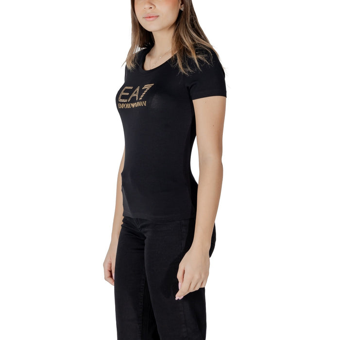 Image 3 : Vue d'ensemble t-shirt Ea7 femme noir à impression, matières premium — Delvale