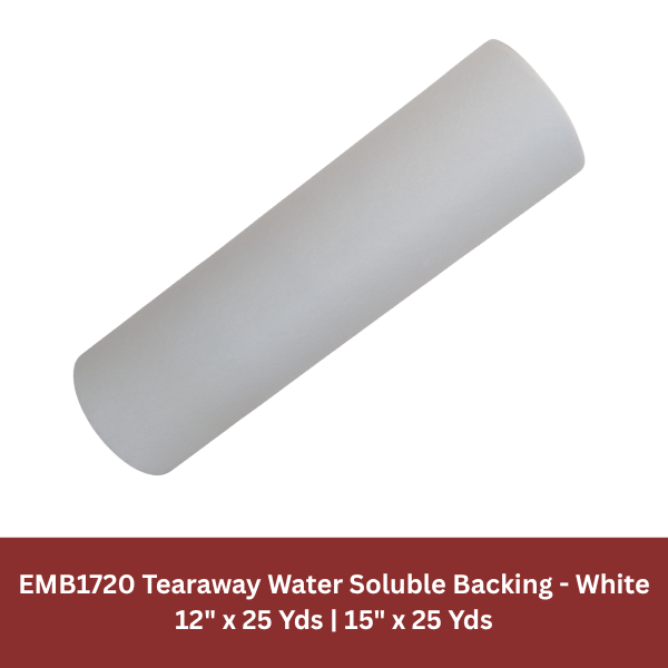 EMB1720 Water Soluble (Washaway) Tearaway Backing - White