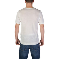 Image 2 : T-shirt maille légère Fashion Brand homme, finitions côtelées col et bas, coupe ajustée, coloris blanc — Delvale