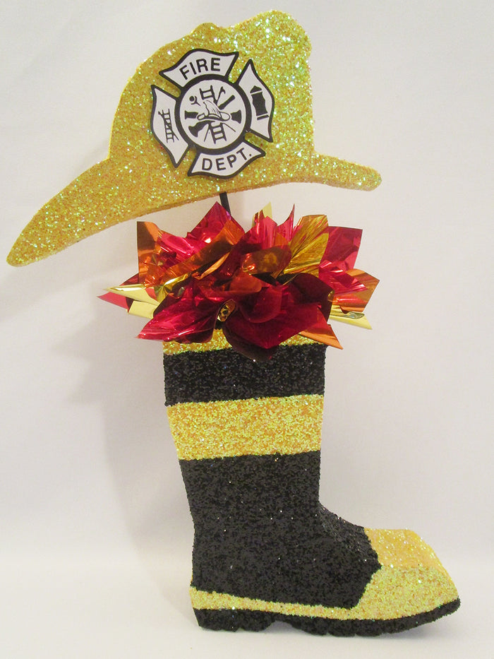 fireman boot table centerpiece - Designs by Ginny