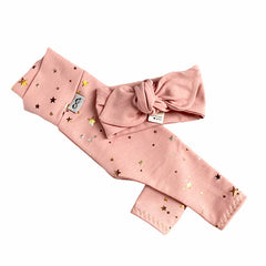 Foil Stars on Blush Leggings with Blush Headband