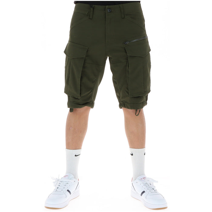 G-Star Bermuda Cargo Homme Vert Kaki Foncé Poches Latérales Rabat Vue de Face — Delvale