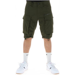 G-Star Bermuda Cargo Homme Vert Kaki Foncé Poches Latérales Rabat Vue de Face — Delvale