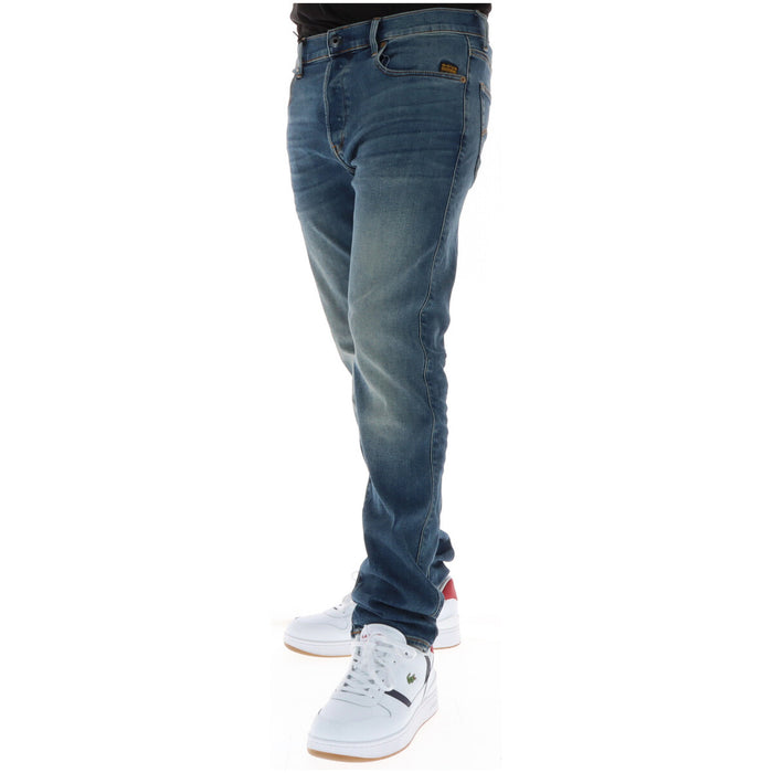 Image 3 : Jean G-Star homme denim bleu effet usé, vue d'ensemble de la silhouette ajustée et de la fermeture à boutons — Delvale