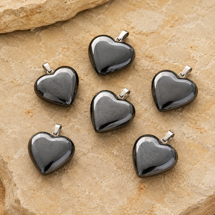 Genuine Hematite Crystal Heart Pendant, Genuine Heart Shaped Necklaces