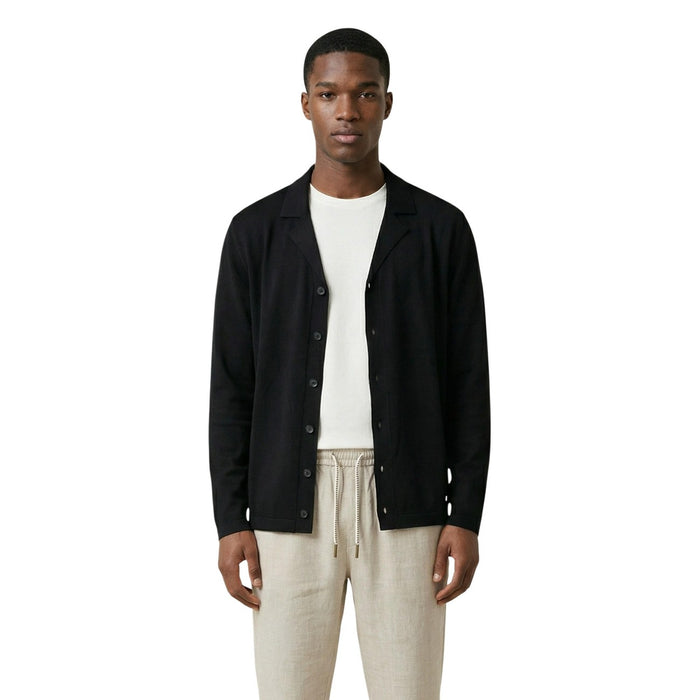 Image 1 : Cardigan homme noir Gianni Lupo col V à revers, vue de face — delvale