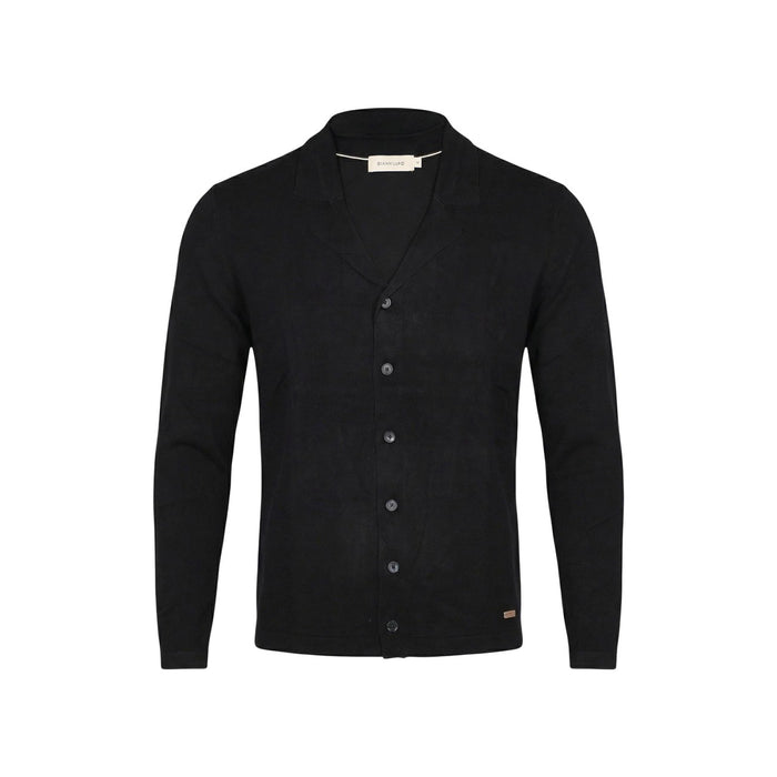 Image 2 : Cardigan homme noir Gianni Lupo col V, détail fermeture boutons — delvale