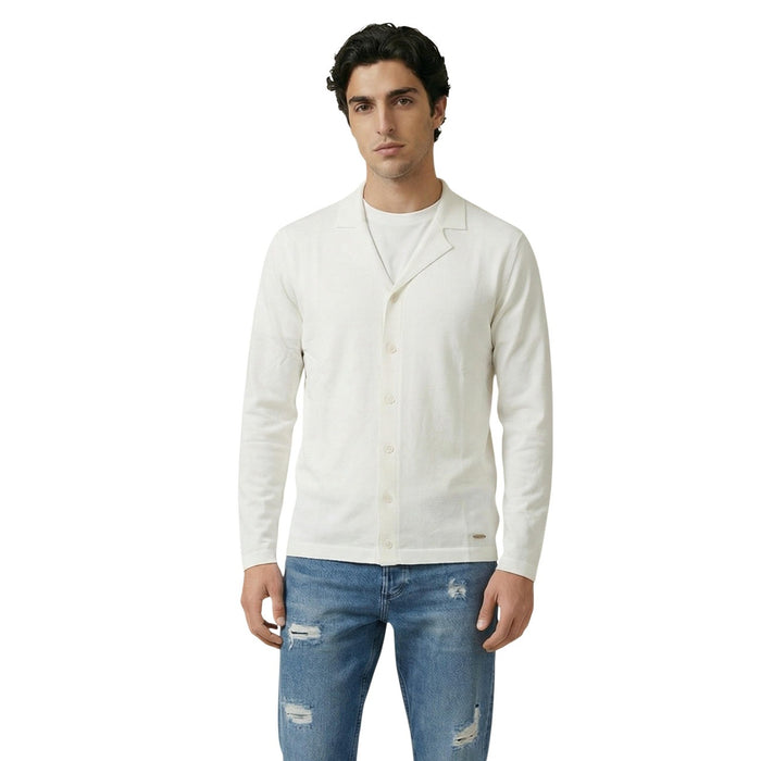 Image 5 : Cardigan homme noir Gianni Lupo col V, détail matière viscose — delvale