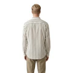 Image 3 : Chemise homme Gianni Lupo blanc rayures col Mao vue de dos — delvale
