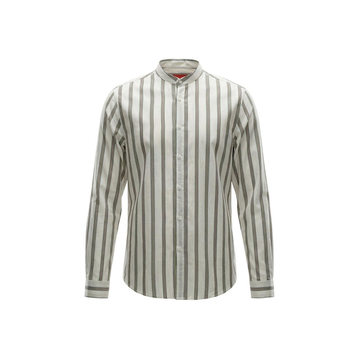Image 4 : Chemise homme Gianni Lupo blanc rayures col Mao détail col et boutonnage — delvale