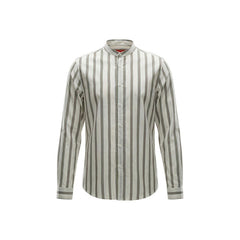 Image 4 : Chemise homme Gianni Lupo blanc rayures col Mao détail col et boutonnage — delvale