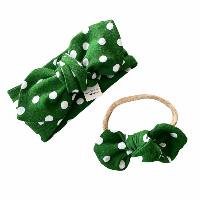 Green White Polka Dots Headbands