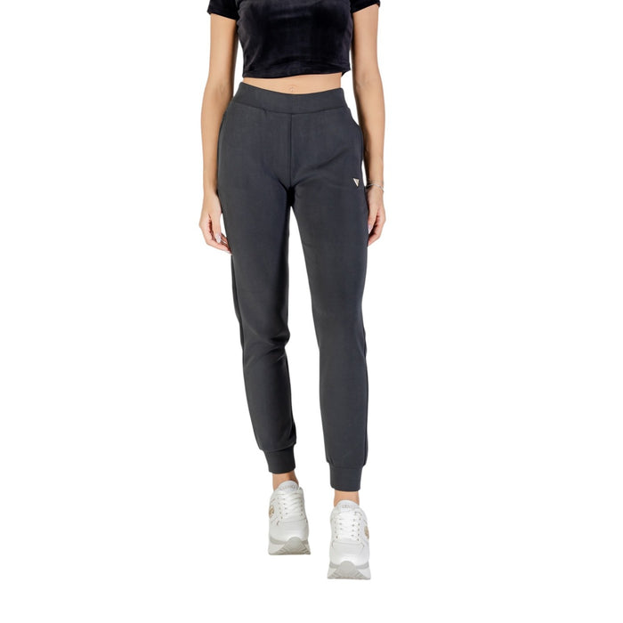 Image 1 : Jogging Guess Active femme gris anthracite coupe ajustée taille haute avec pli frontal et logo triangle doré — delvale