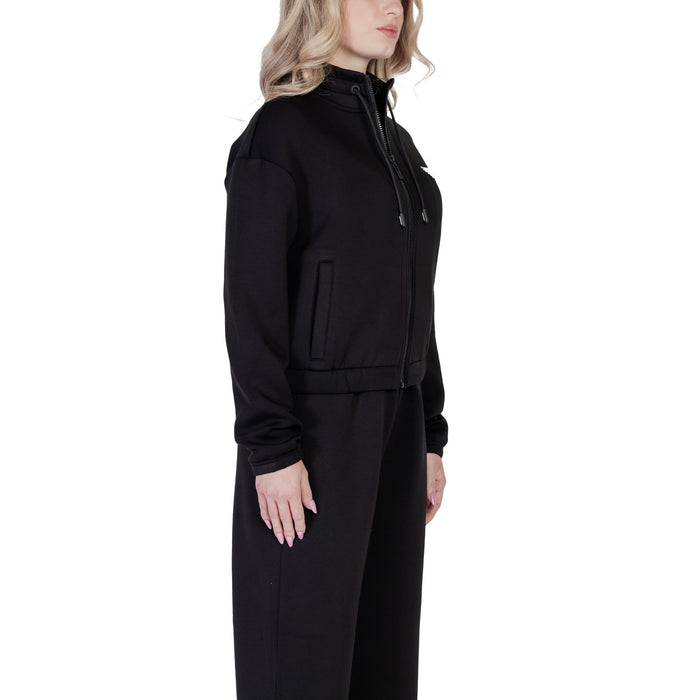 Image 3 : Vue d'ensemble du sweat crop Guess Active femme noir à capuche zippée — delvale