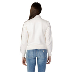 Image 2 : Détail des bandes monogramme Guess Active sur sweat zippé femme blanc col montant — delvale