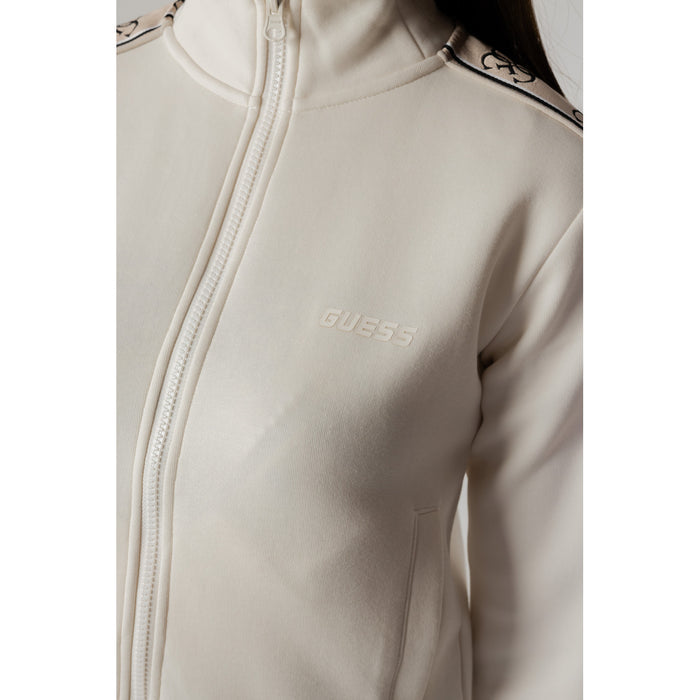 Image 3 : Vue d'ensemble sweat Guess Active femme blanc zippé avec col montant et bandes signature — delvale