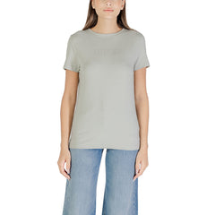 Image 1 : T-shirt Guess Active femme vert avec logo brodé ton sur ton, vue de face — delvale
