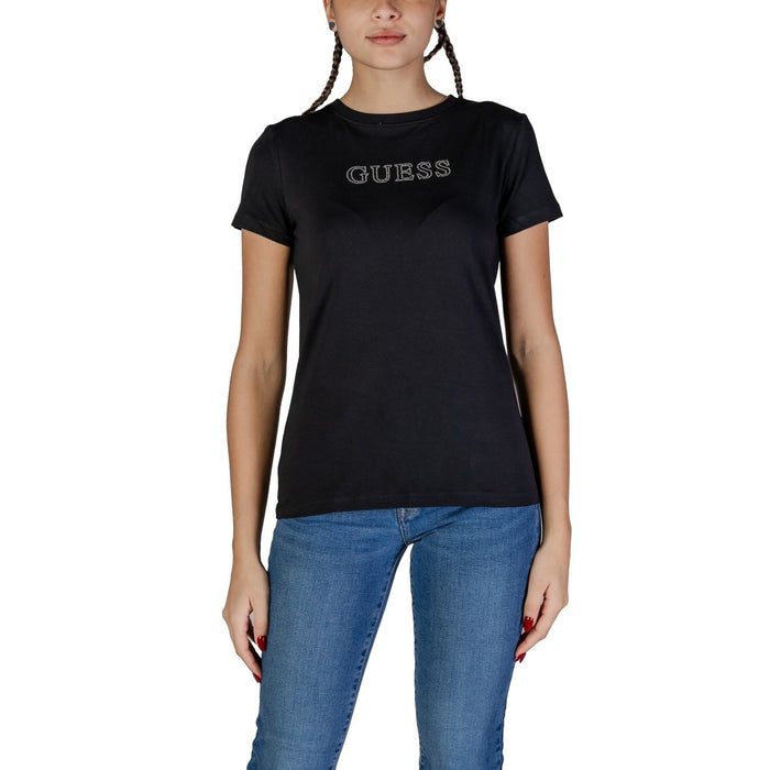 Guess Active T-shirt Femme Vert Logo Brodé Ton sur Ton