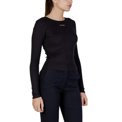 Image 3 : T-shirt femme Guess Active noir à manches longues, vue d'ensemble coupe seconde peau — delvale