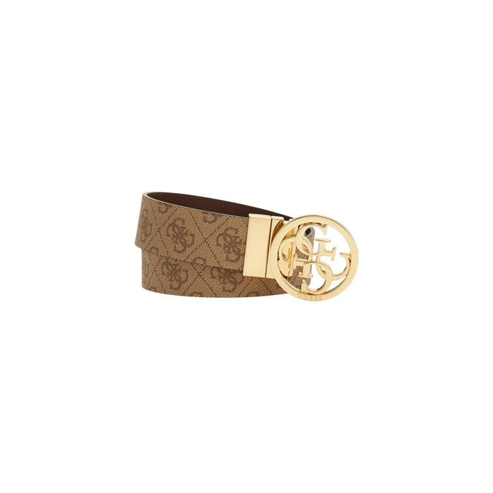 Image 5 : Vue latérale de la ceinture Guess femme marron imprimée, détails de qualité — delvale