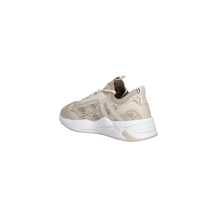 Image 5 : Baskets femme Guess logo 4G beige vue de dos, contrefort en maille structurée — Delvale