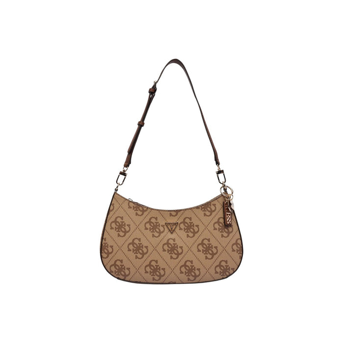Image 7 : Sac à main Guess Noelle II femme beige imprimé fermeture éclair sur fond blanc — Delvale