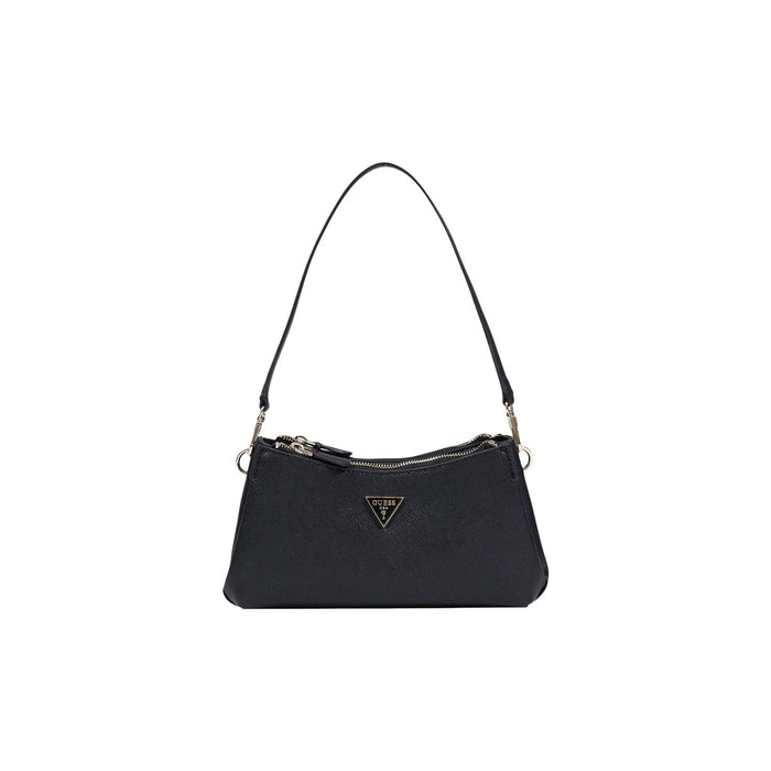 Image 1 : Sac à main Guess Noelle II femme noir bandoulière vue de face, logo triangulaire doré — Delvale