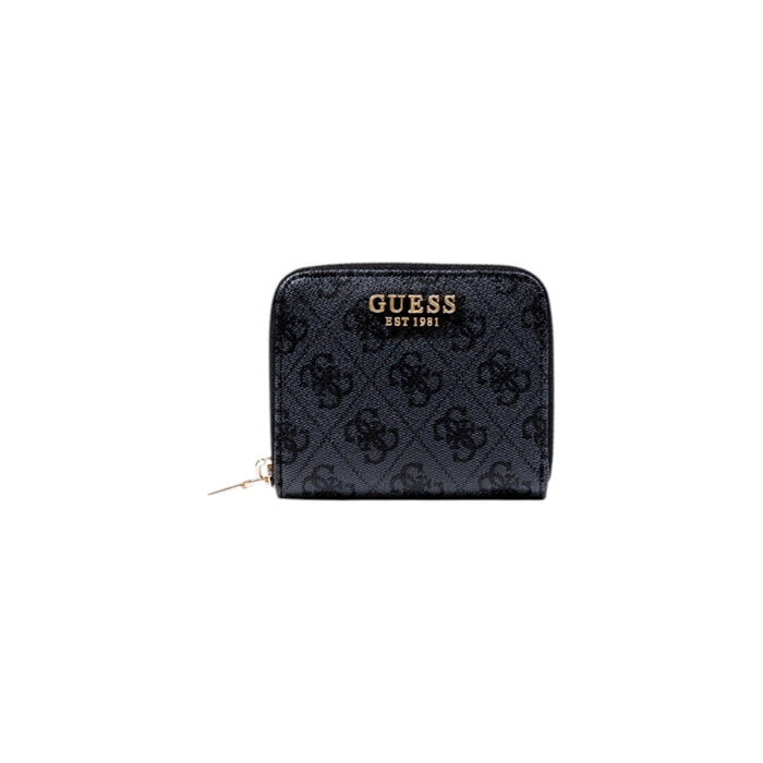 Image 1 : Portefeuille Guess femme gris à imprimé moderne, vue de face format compact — delvale