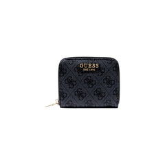Image 1 : Portefeuille Guess femme gris à imprimé moderne, vue de face format compact — delvale