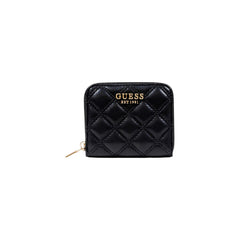 Image 1 : Portefeuille Guess femme noir compact avec fermeture éclair, vue de face — delvale