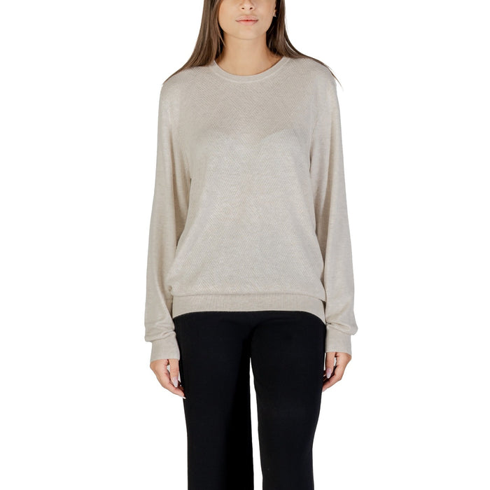 Image 1 : Pull Guess femme beige col rond manches longues en maille premium — delvale