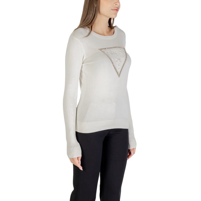 Image 3 : Pull blanc Guess femme avec détails strass brillants, coupe élégante — delvale