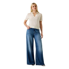 Image 2 : T-shirt polo Guess femme beige col polo manches courtes vue de profil — delvale