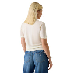 Image 3 : T-shirt polo Guess femme beige col polo détail du col et finitions — delvale
