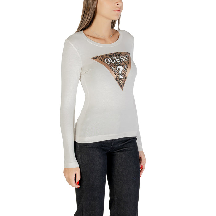 Image 3 : T-shirt Guess femme beige manches longues vue de profil — delvale